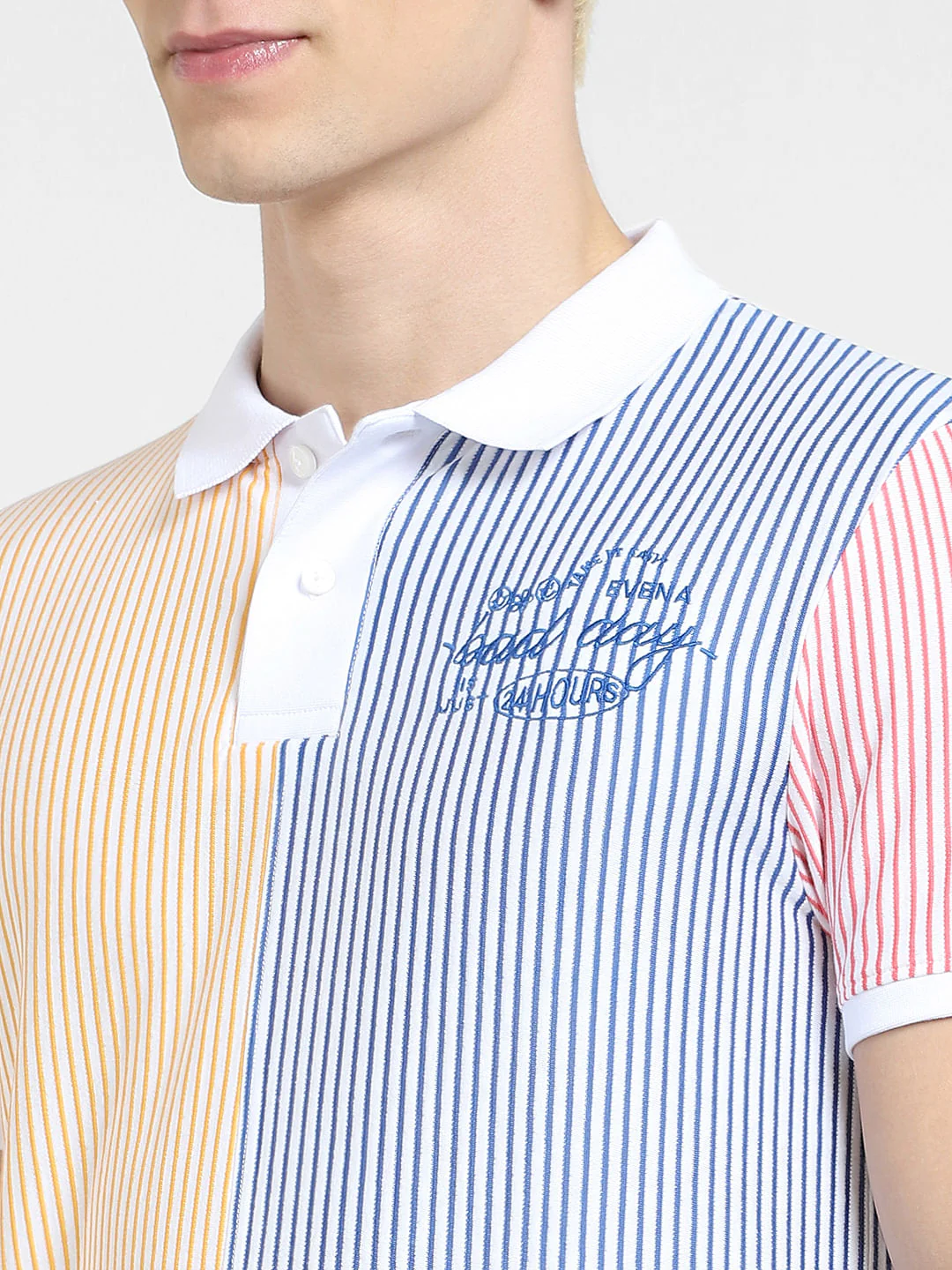 White Striped Polo T-shirt - Image 5