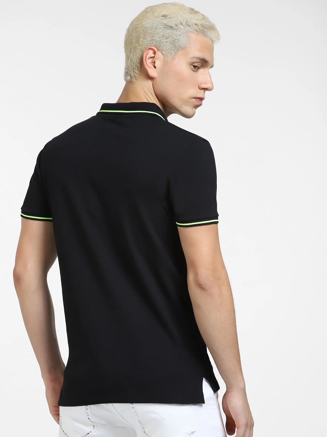 Black Logo Print Polo Neck T-shirt - Image 4