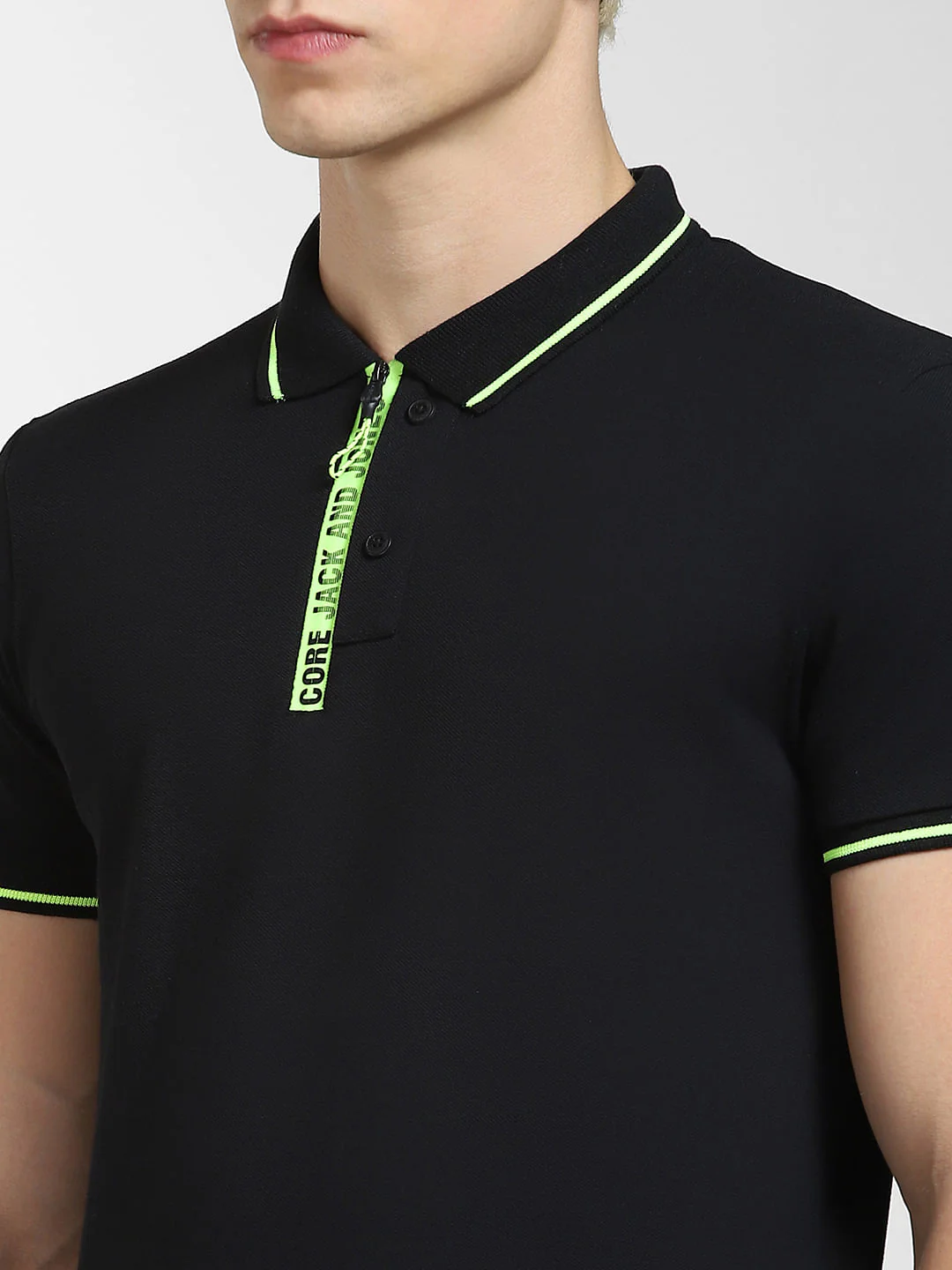 Black Logo Print Polo Neck T-shirt - Image 5