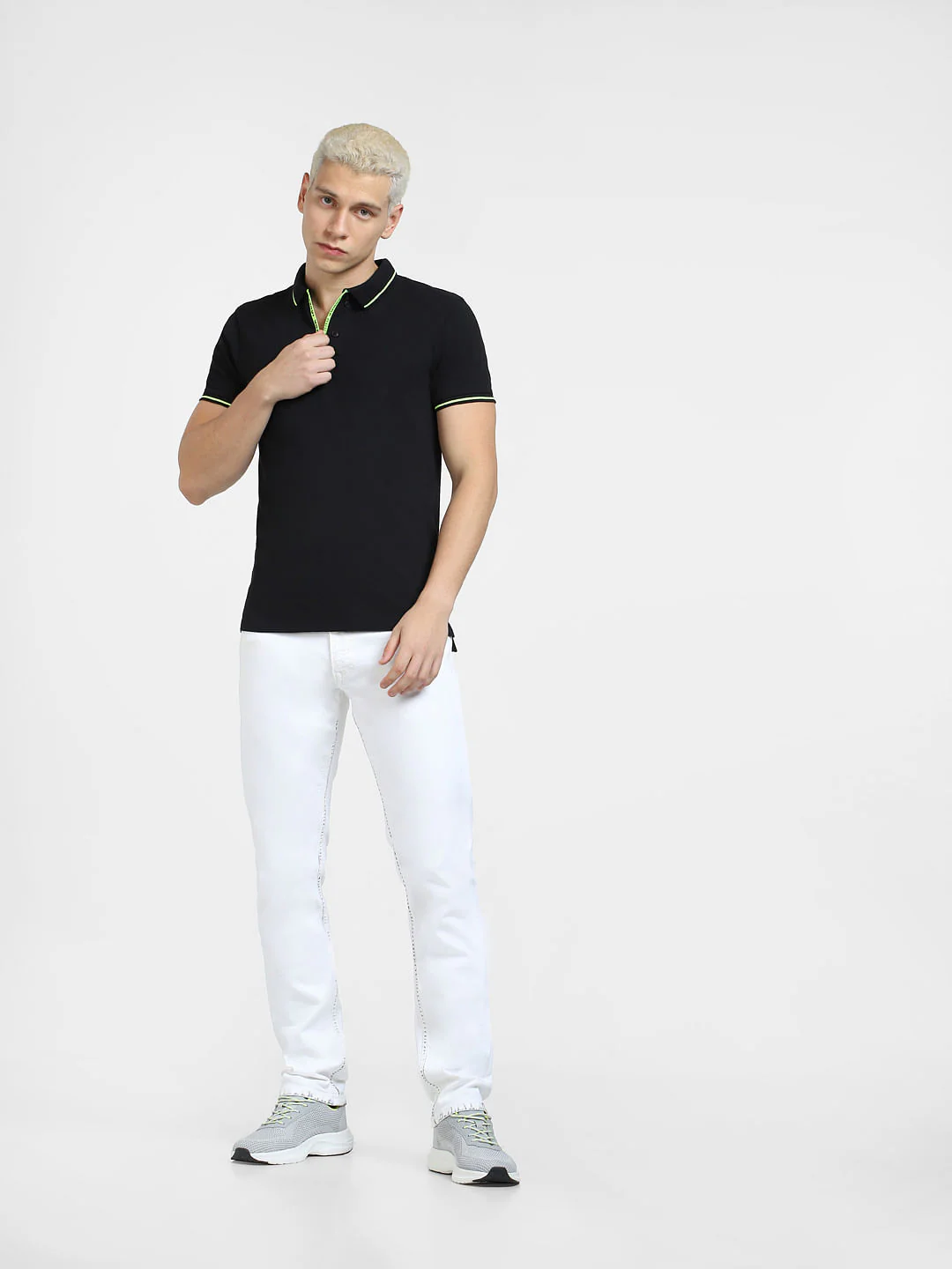 Black Logo Print Polo Neck T-shirt - Image 6
