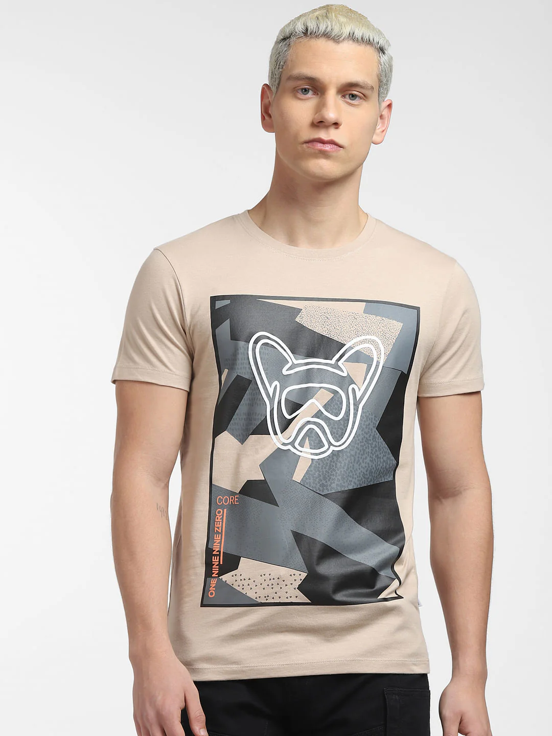 Brown Graphic Print Crew Neck T-shirt - Image 2