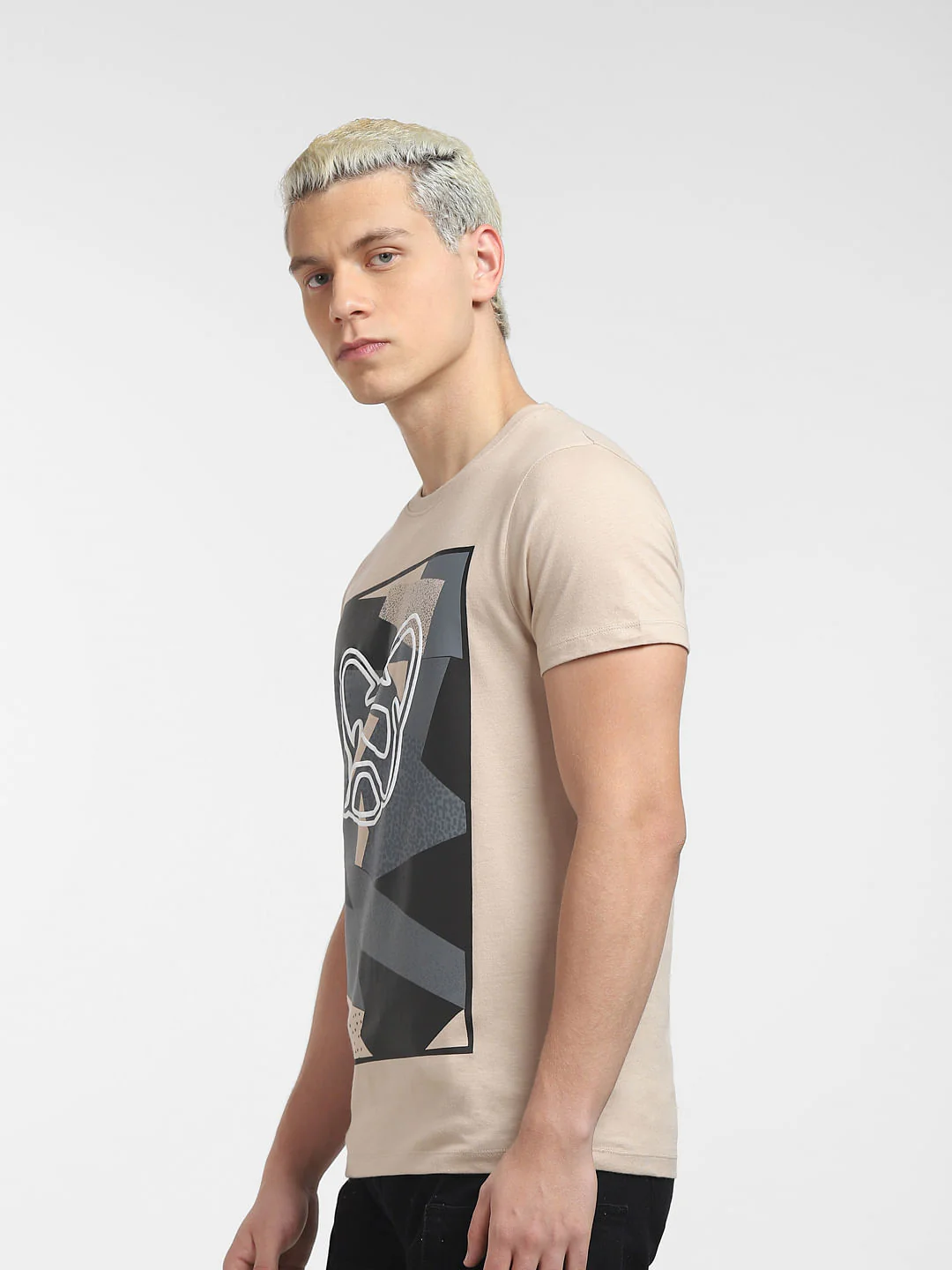 Brown Graphic Print Crew Neck T-shirt - Image 3