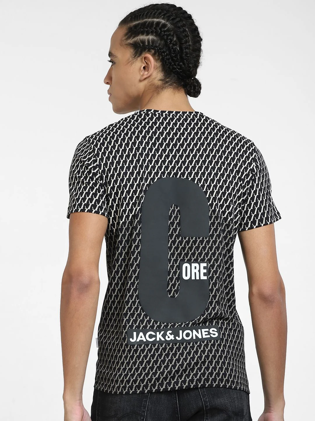Black Printed Crew Neck T-shirt - Image 3