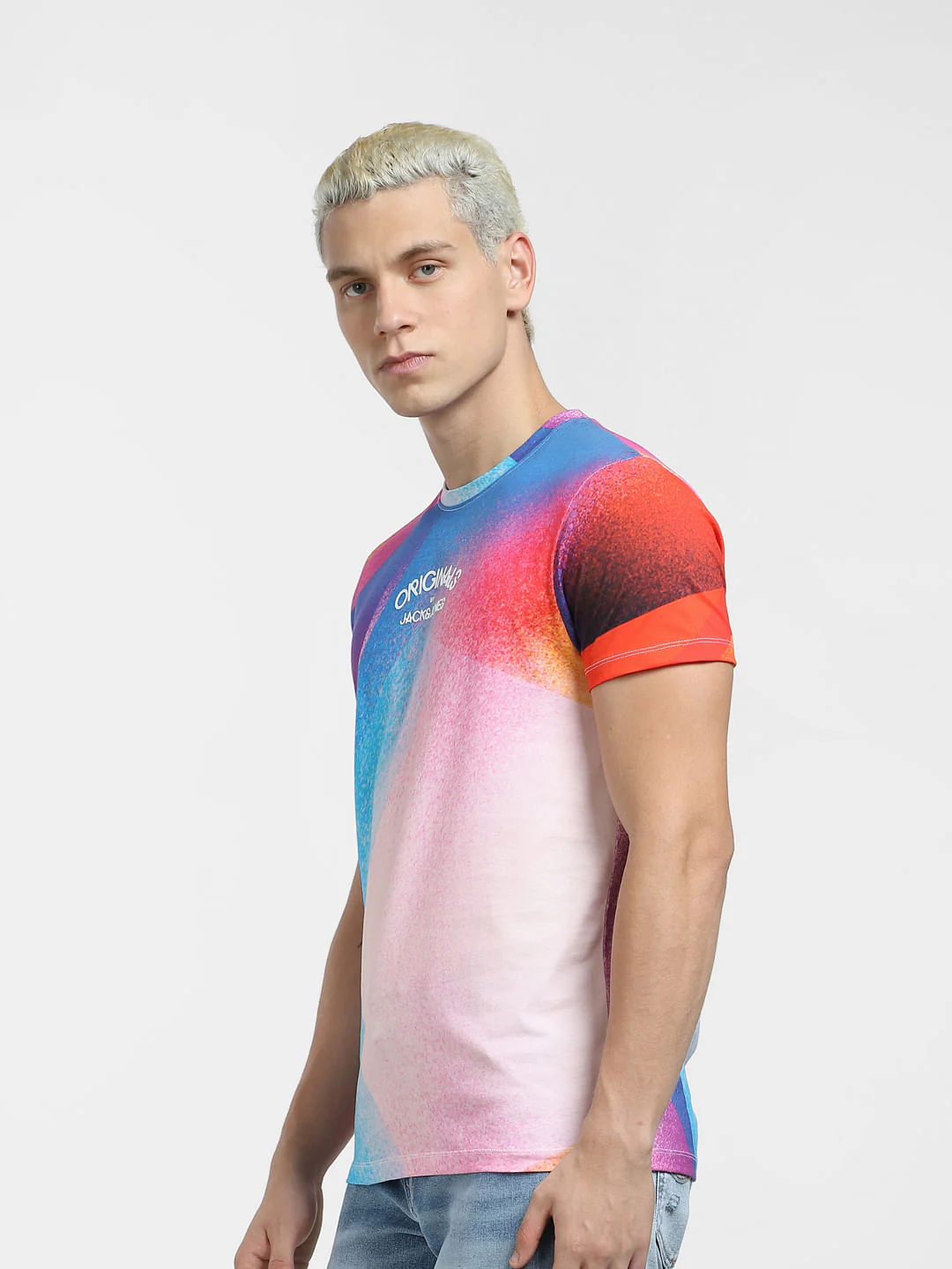 METAVERSE Blue Printed Crew Neck T-shirt - Image 3