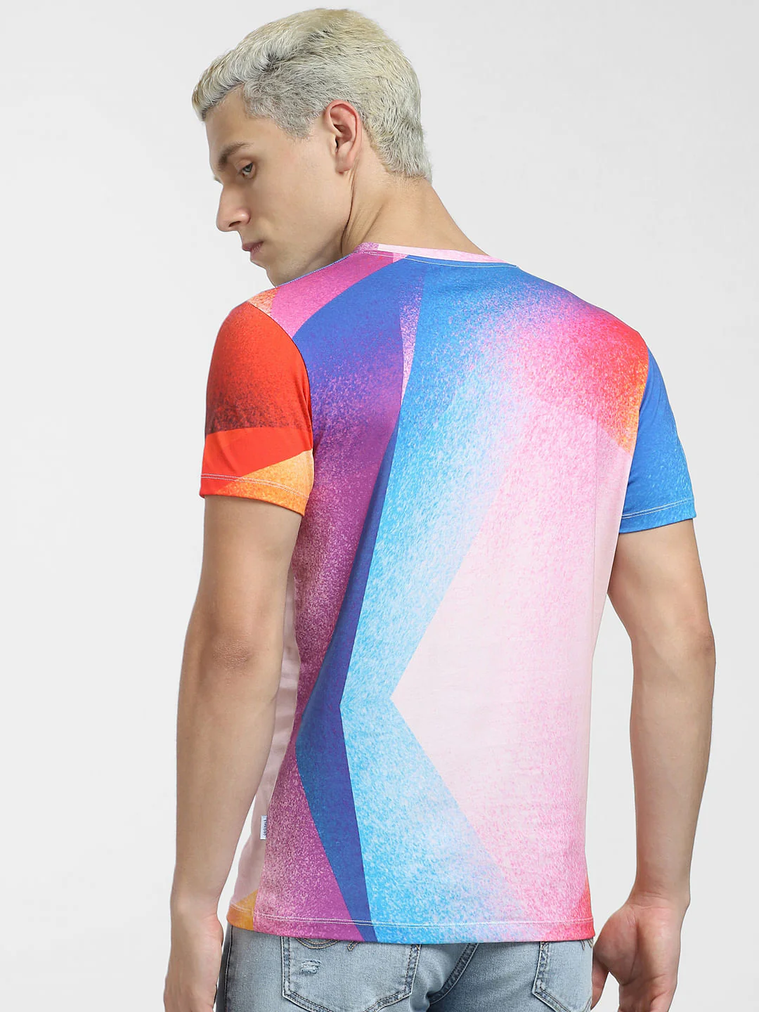 METAVERSE Blue Printed Crew Neck T-shirt - Image 4
