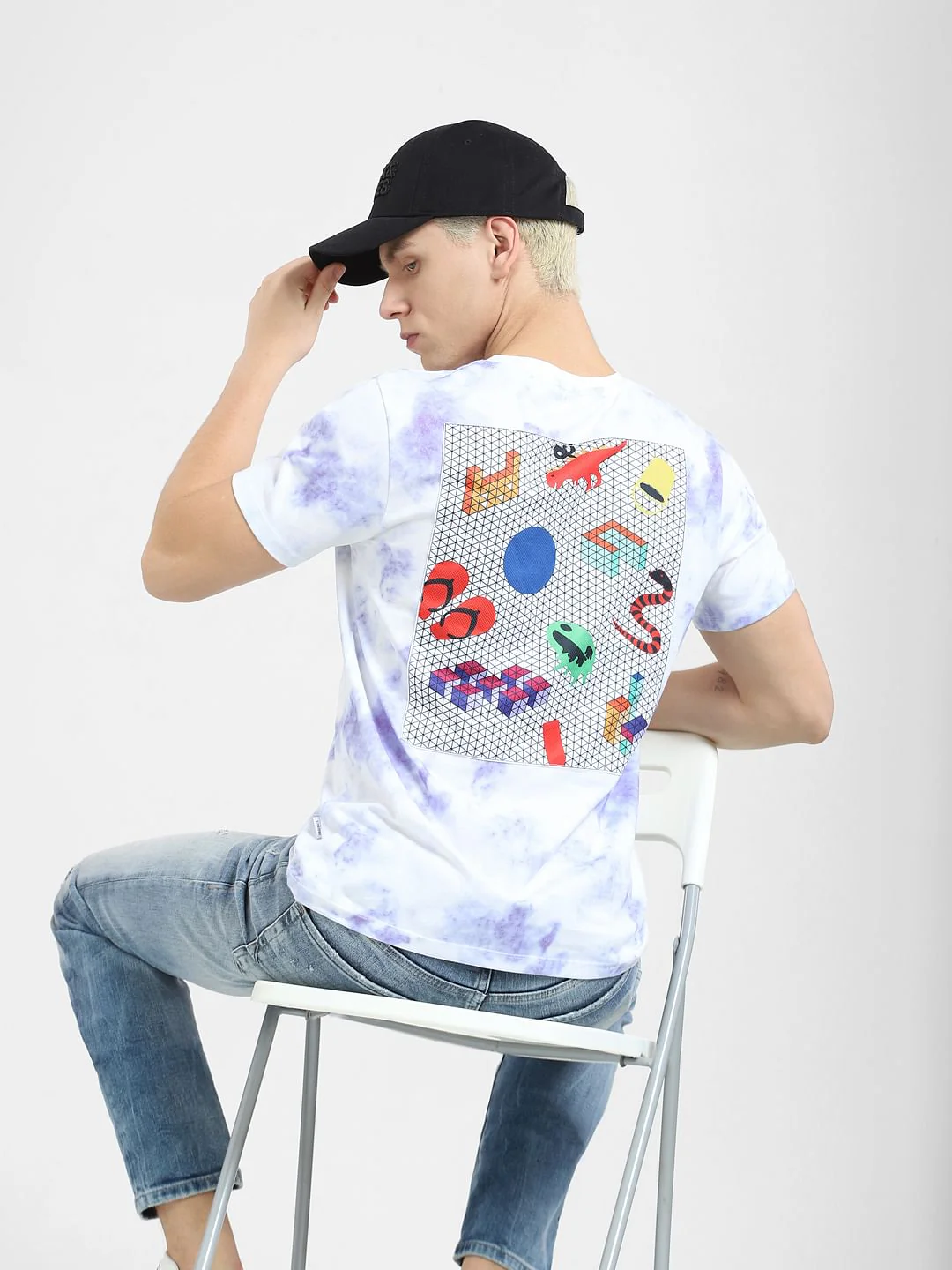 Purple Printed Crew Neck T-shirt