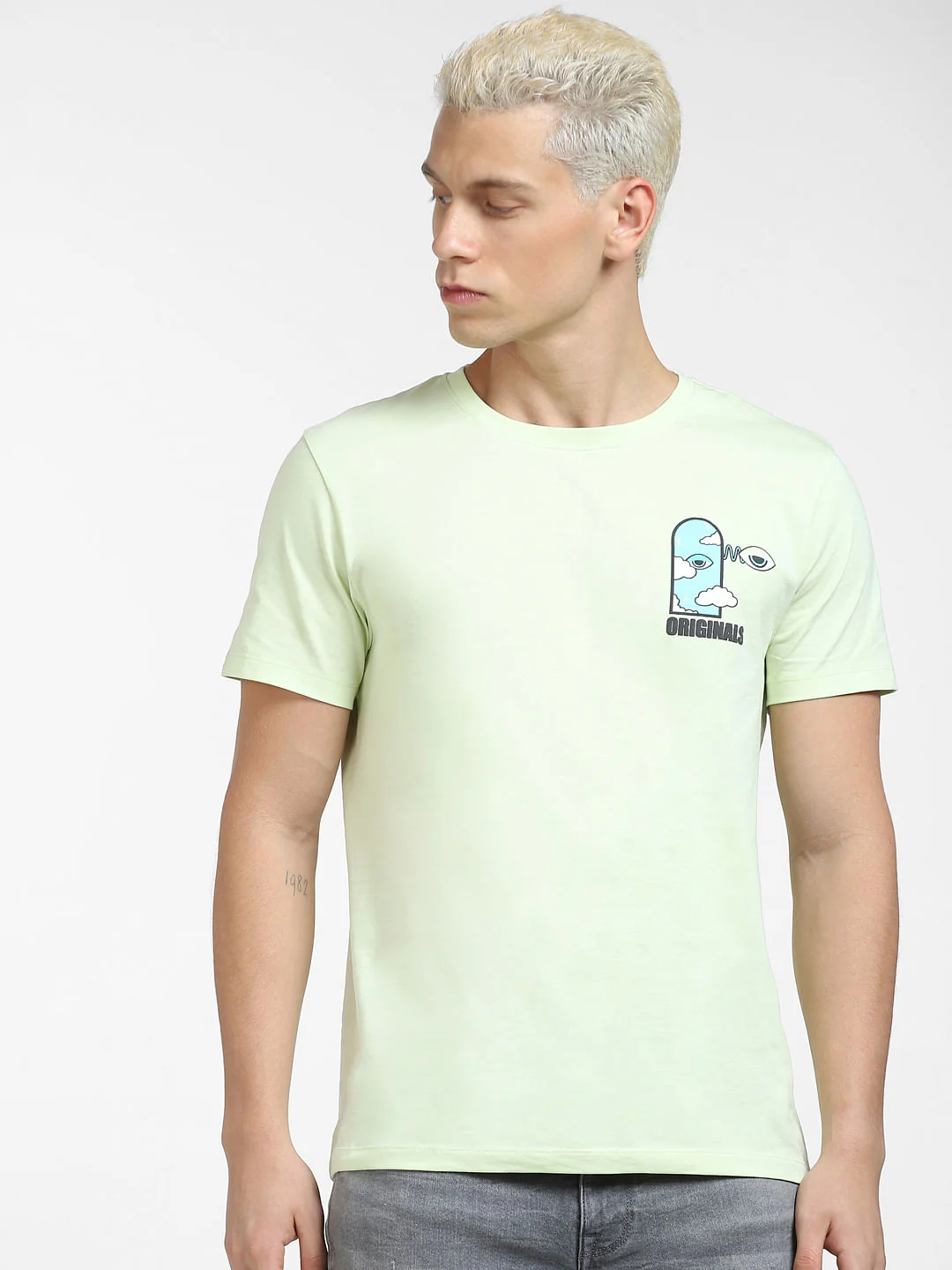 METAVERSE Green Printed Crew Neck T-shirt - Image 2