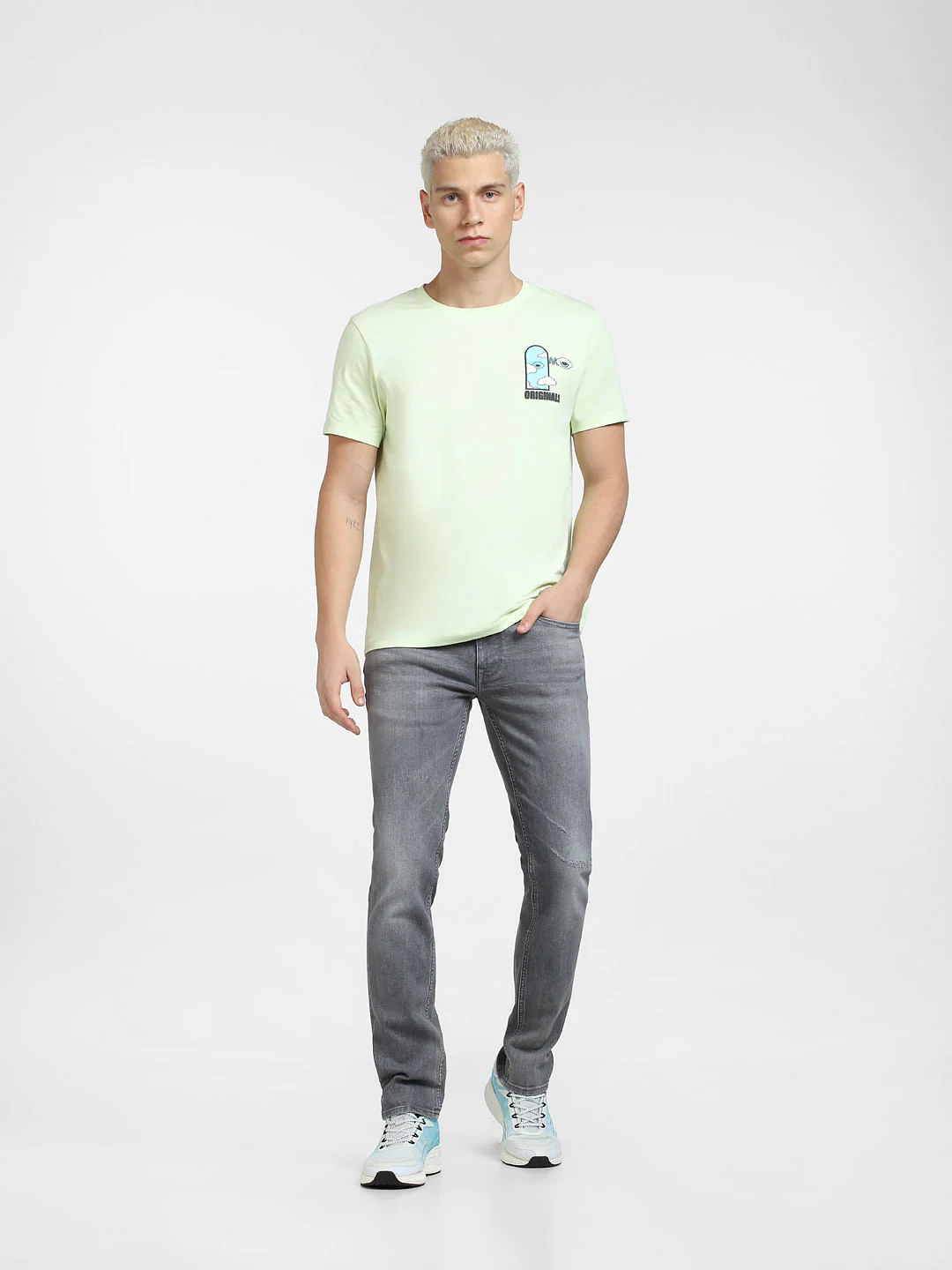 METAVERSE Green Printed Crew Neck T-shirt - Image 6