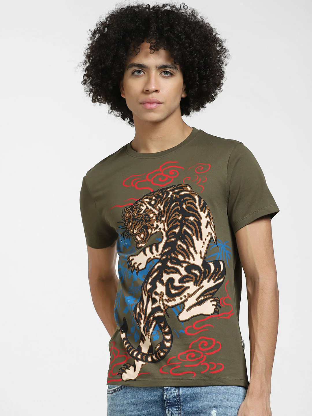 Green Graphic Print Crew Neck T-shirt - Image 2