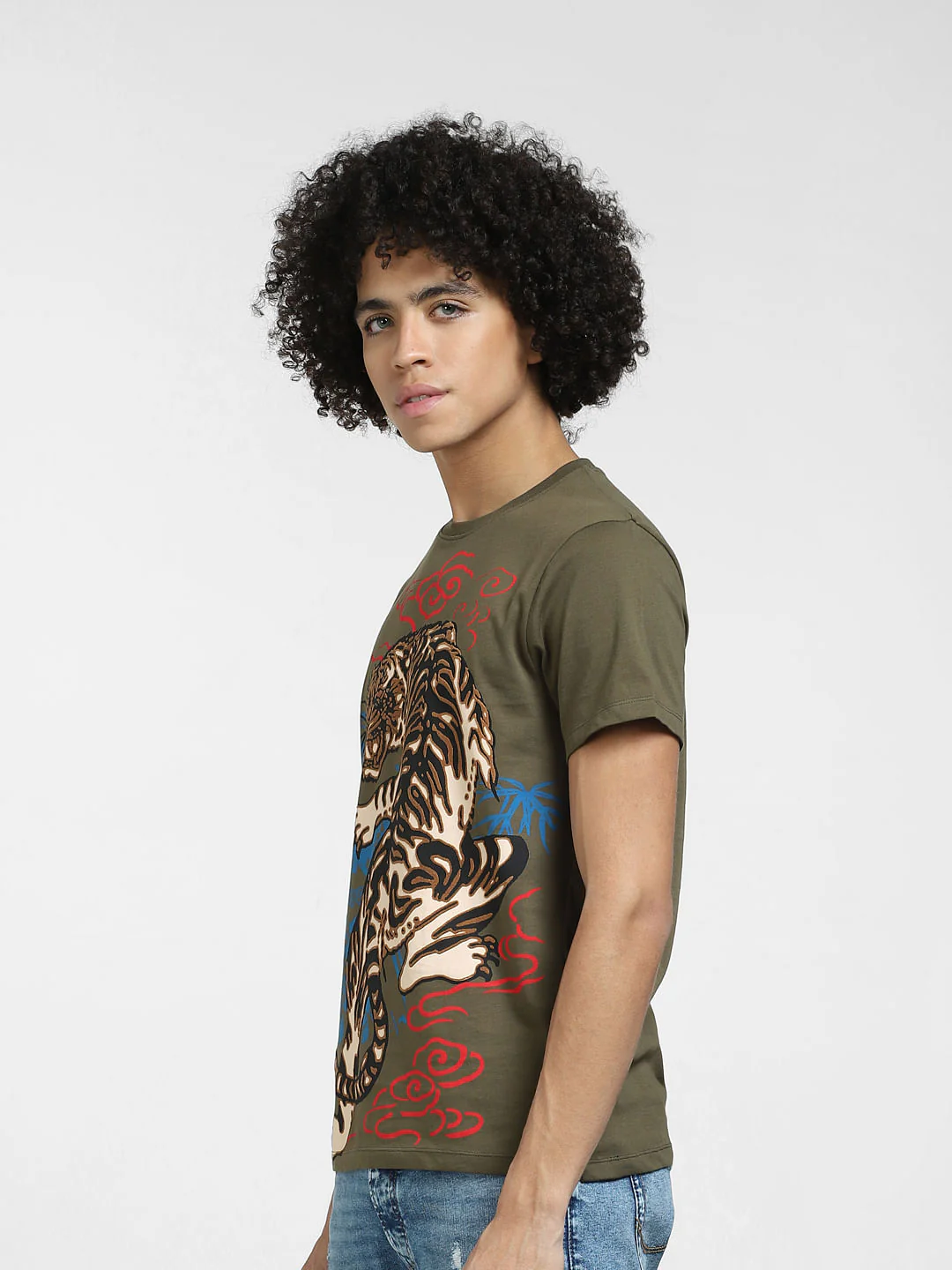Green Graphic Print Crew Neck T-shirt - Image 3