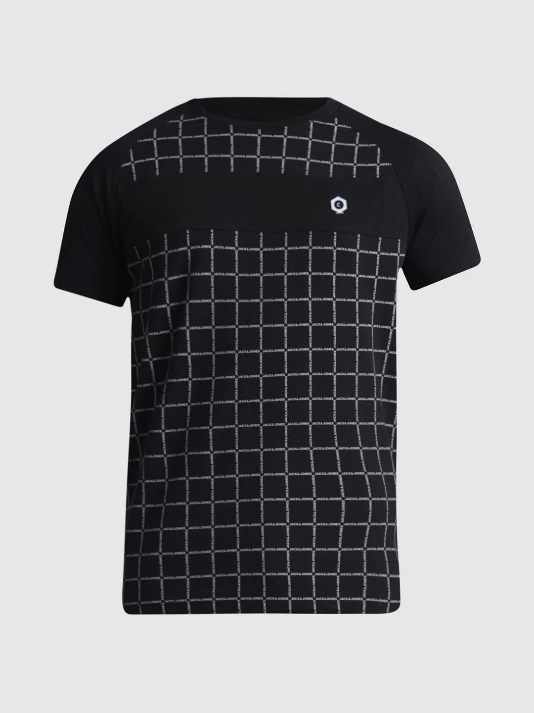 Black Logo Check Print T-shirt - Image 7