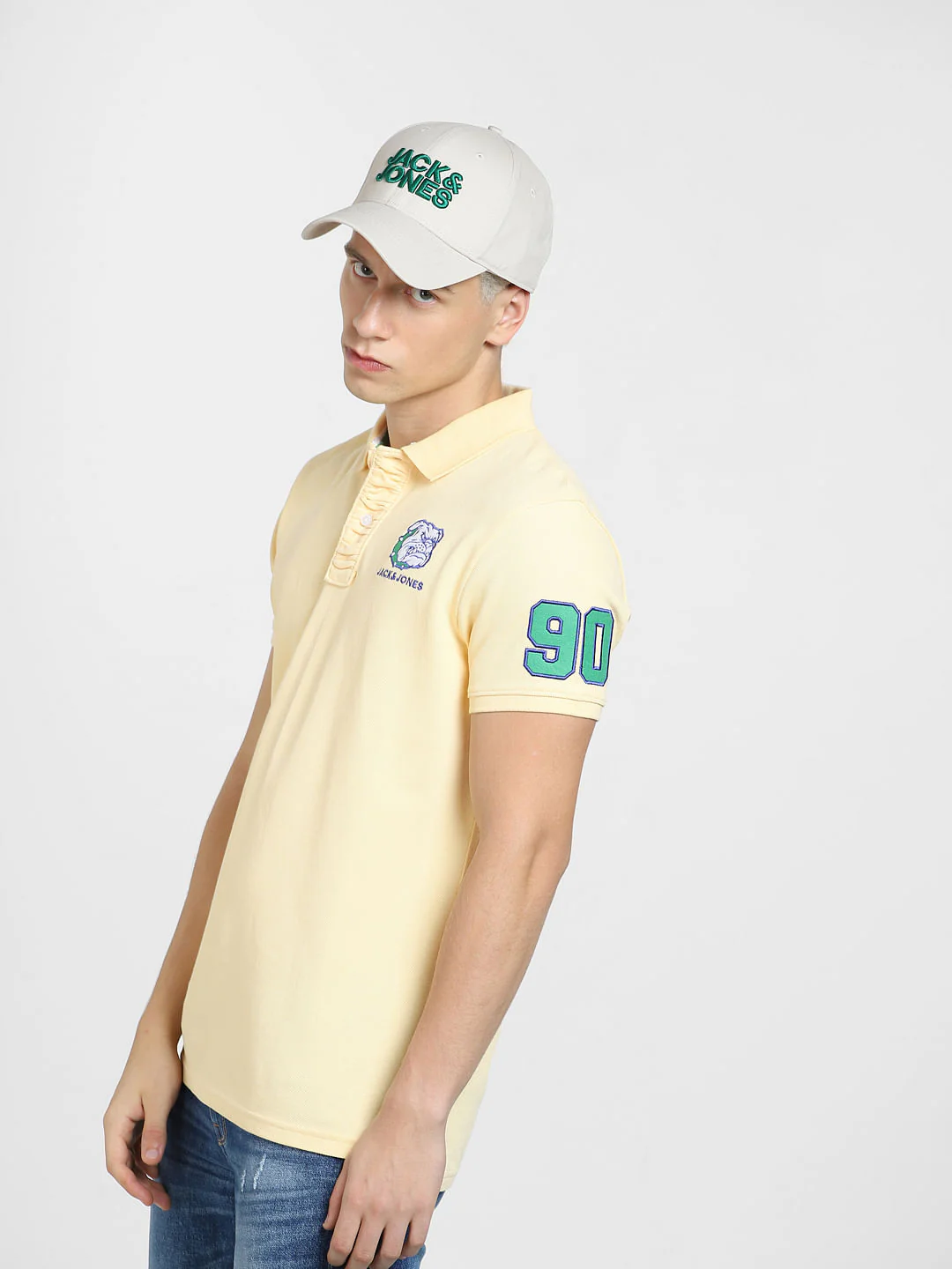 Yellow Embroidered Logo Polo T-shirt