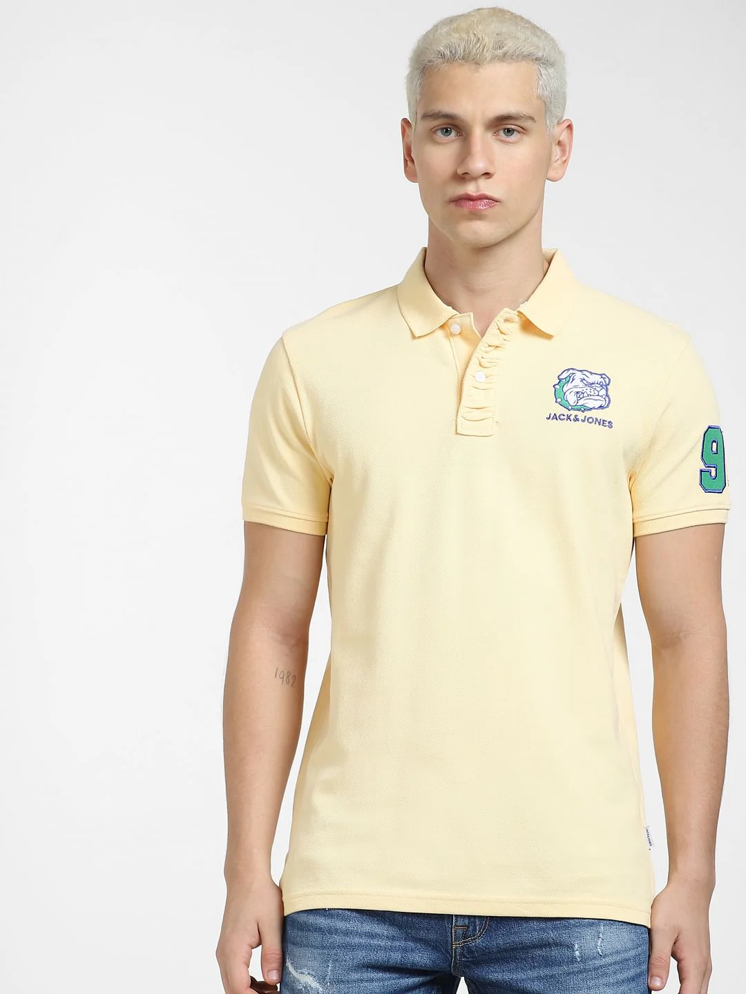 Yellow Embroidered Logo Polo T-shirt - Image 2