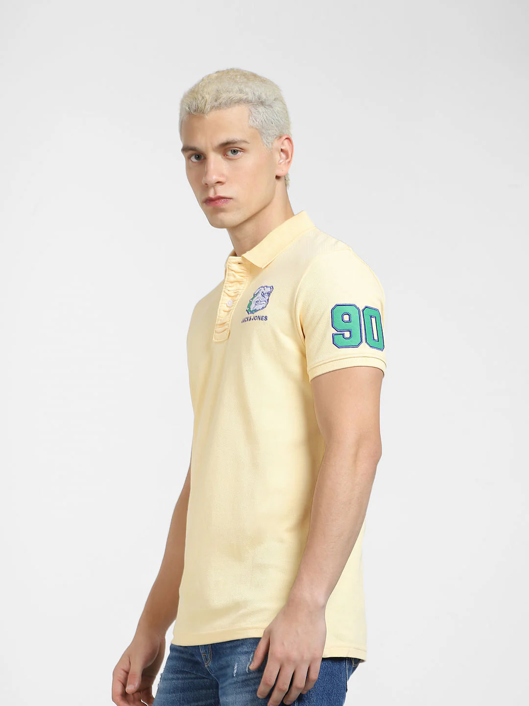 Yellow Embroidered Logo Polo T-shirt - Image 3