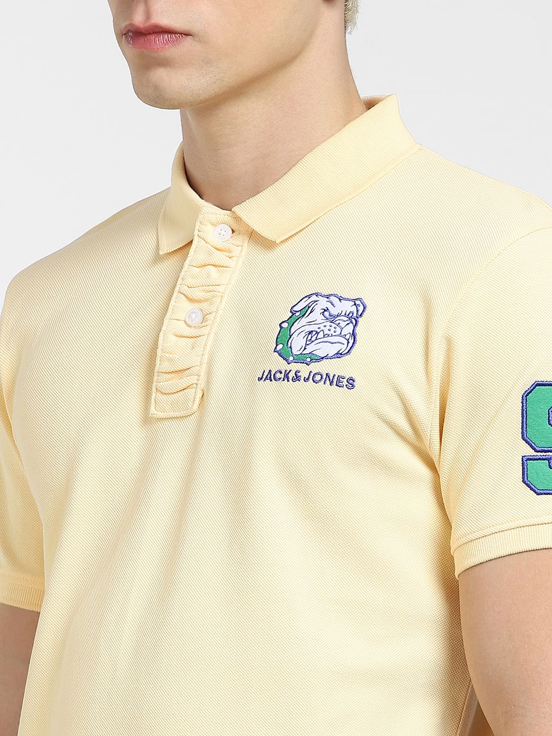 Yellow Embroidered Logo Polo T-shirt - Image 5