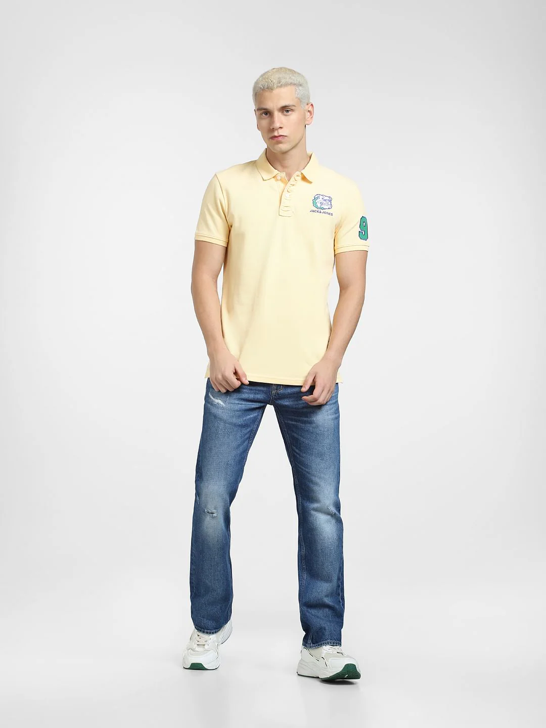 Yellow Embroidered Logo Polo T-shirt - Image 6