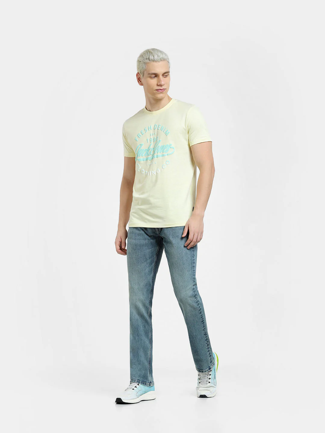 Beige Logo Print Crew Neck T-shirt - Image 6