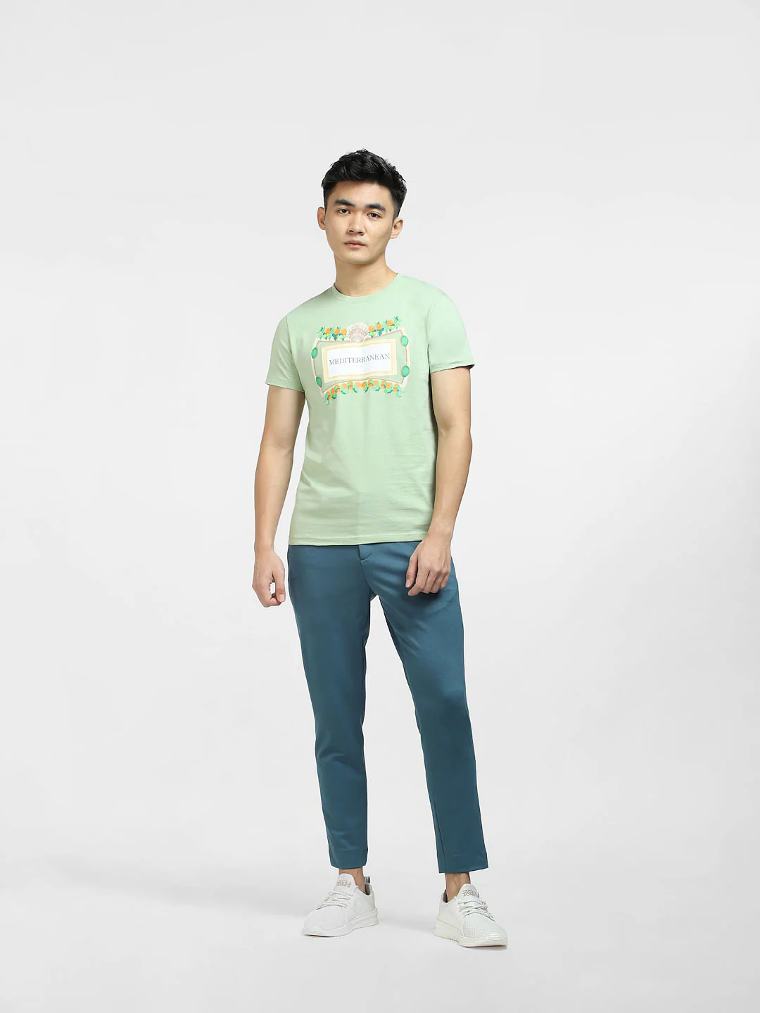 Green Printed Crew Neck T-shirt - Image 6
