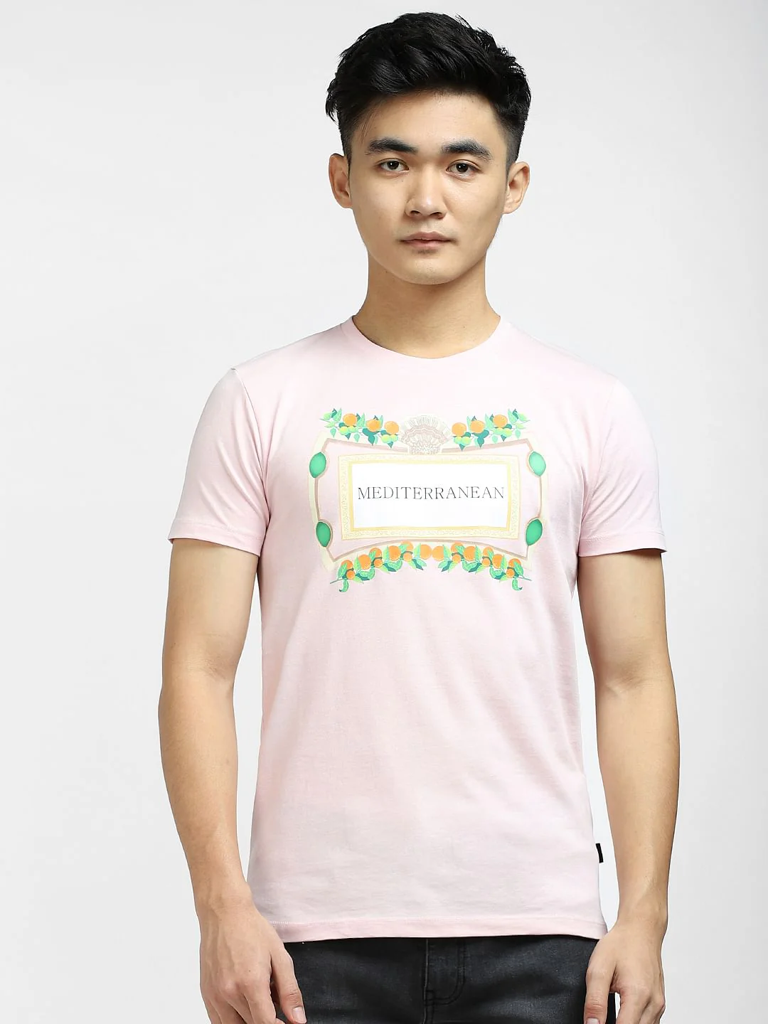 Pink Printed Crew Neck T-shirt - Image 2