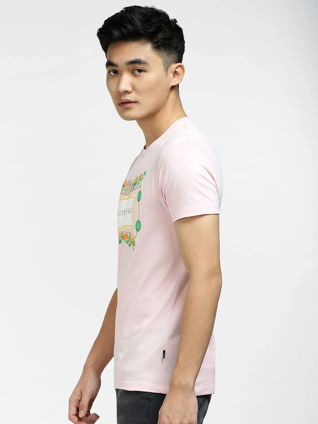 Pink Printed Crew Neck T-shirt - Image 3