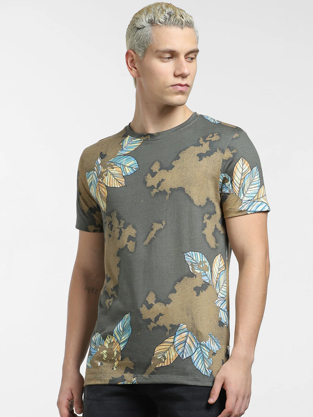 Green All Over Print Crew Neck T-shirt - Image 2