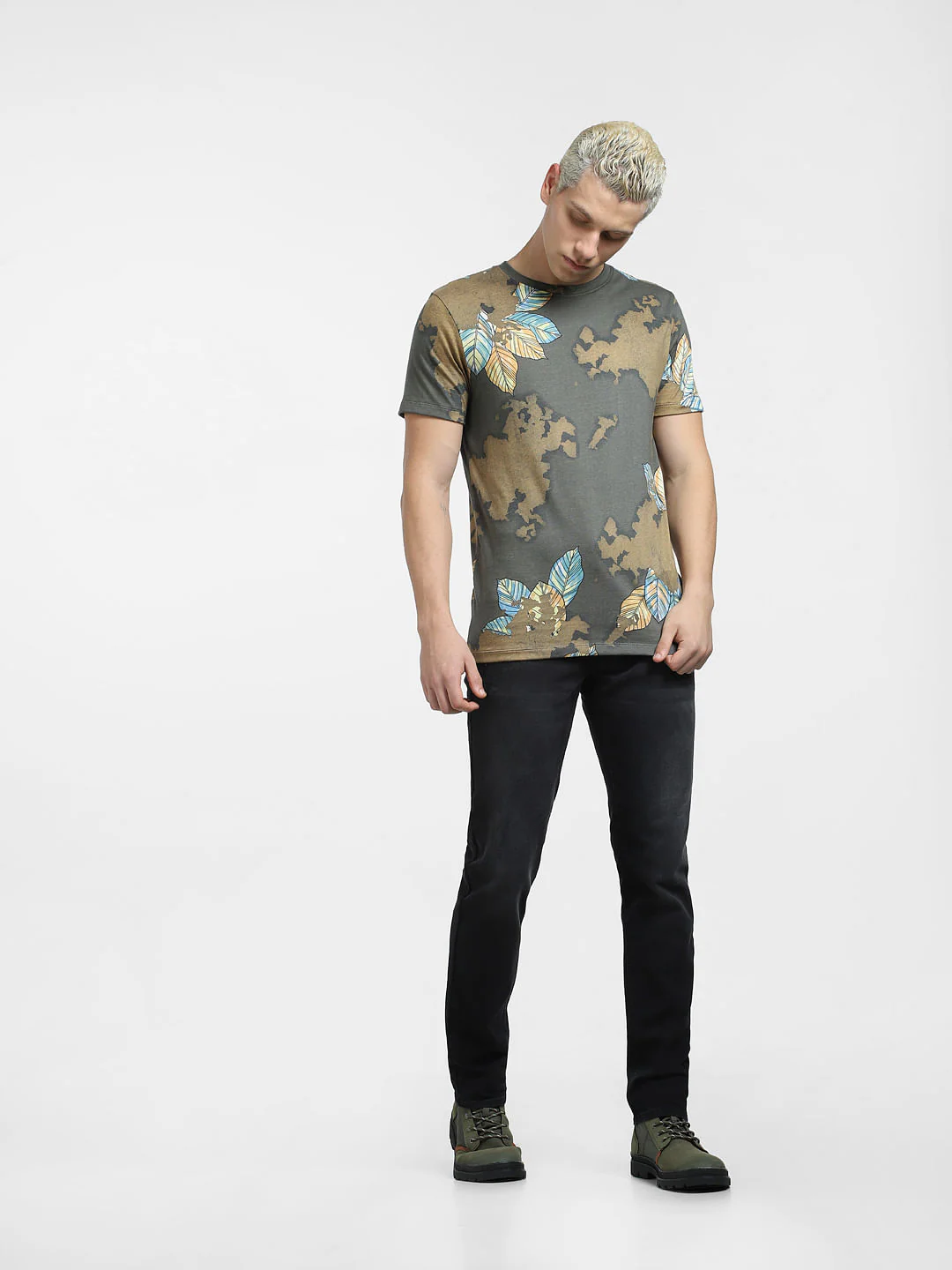 Green All Over Print Crew Neck T-shirt - Image 6
