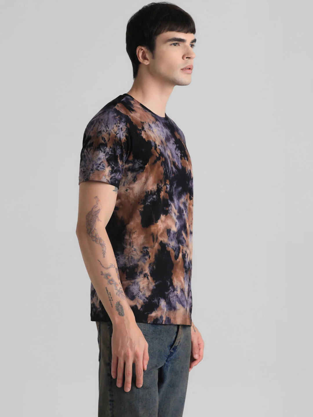 Black Tie-Dye Crew Neck T-shirt - Image 3