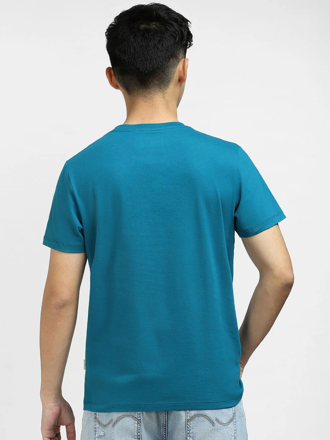 Blue Graphic Print Crew Neck T-shirt - Image 4