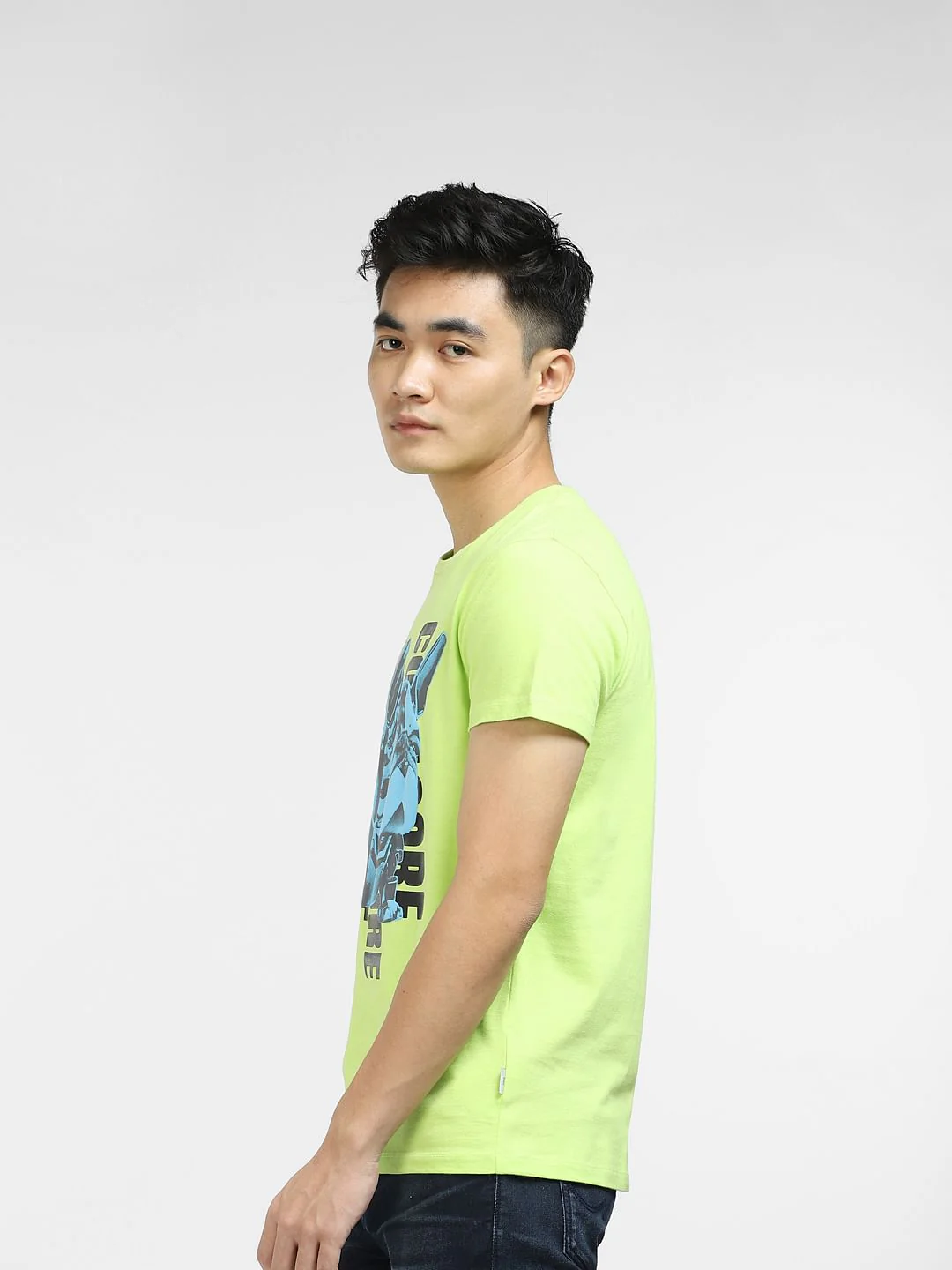 Green Graphic Print Crew Neck T-shirt - Image 3