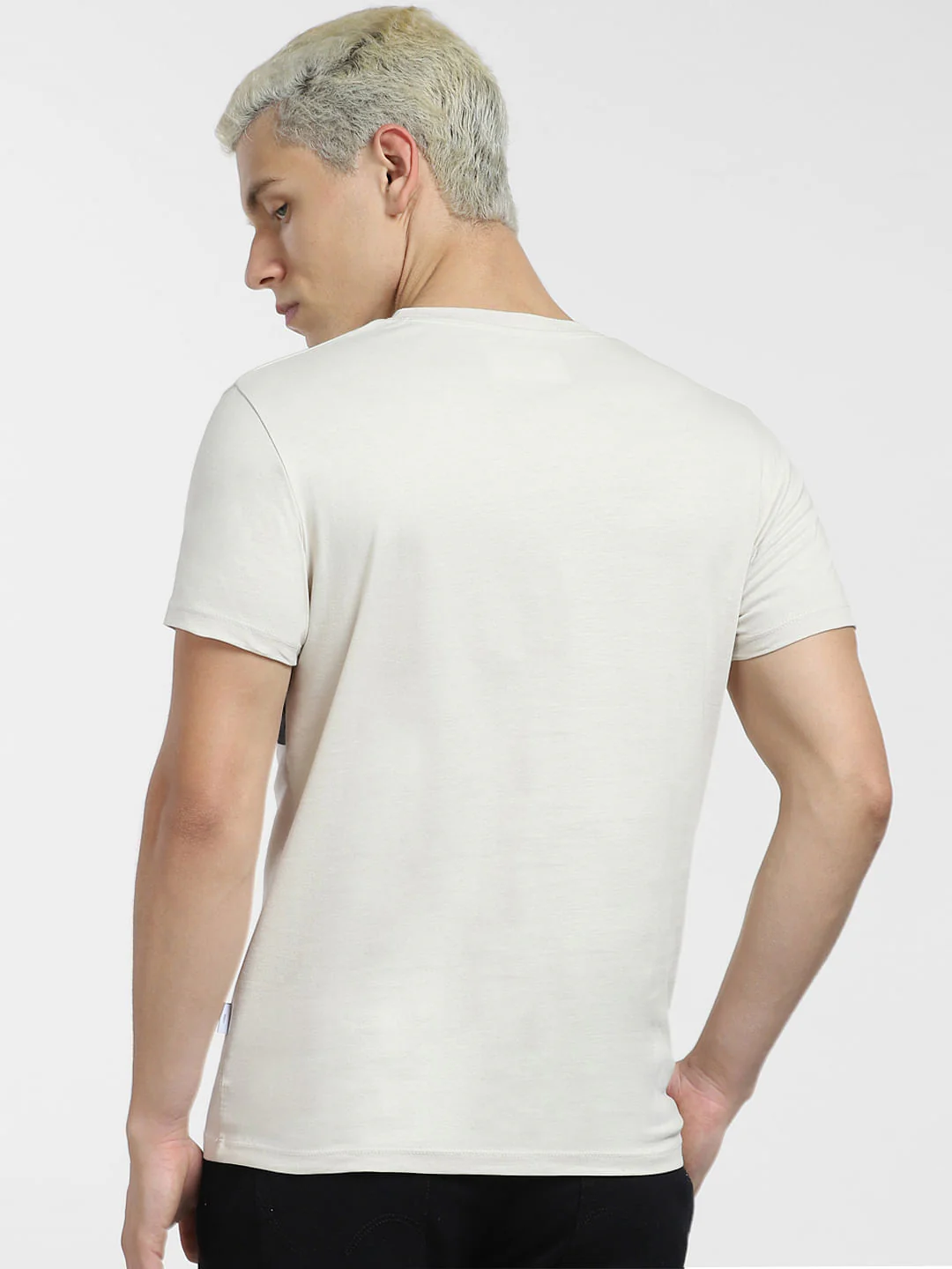 Grey Zip-Up Detail Crew Neck T-shirt - Image 4