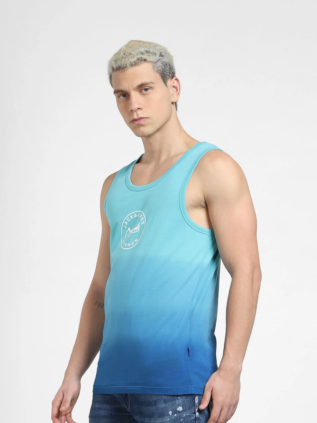Blue Logo Print Vest T-shirt - Image 3