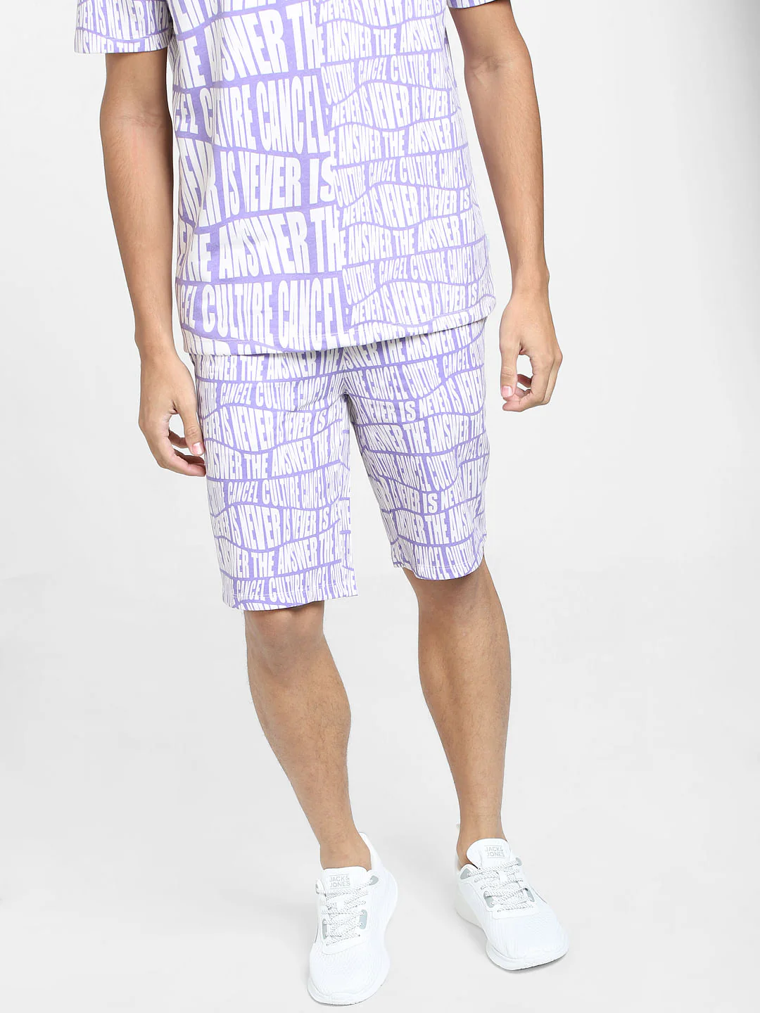 Purple Mid Rise Printed Co-ord Sweatshorts - Image 2