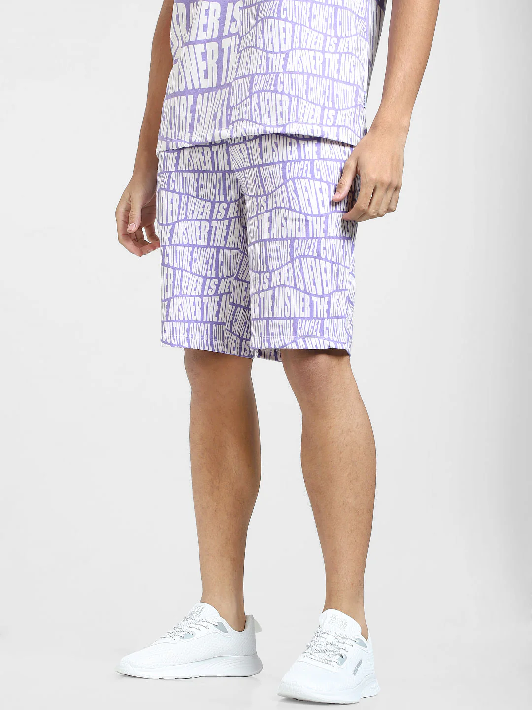 Purple Mid Rise Printed Co-ord Sweatshorts - Image 3