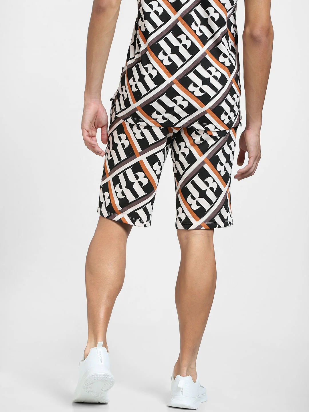 White Mid Rise Printed Co-ord Sweatshorts - Image 4