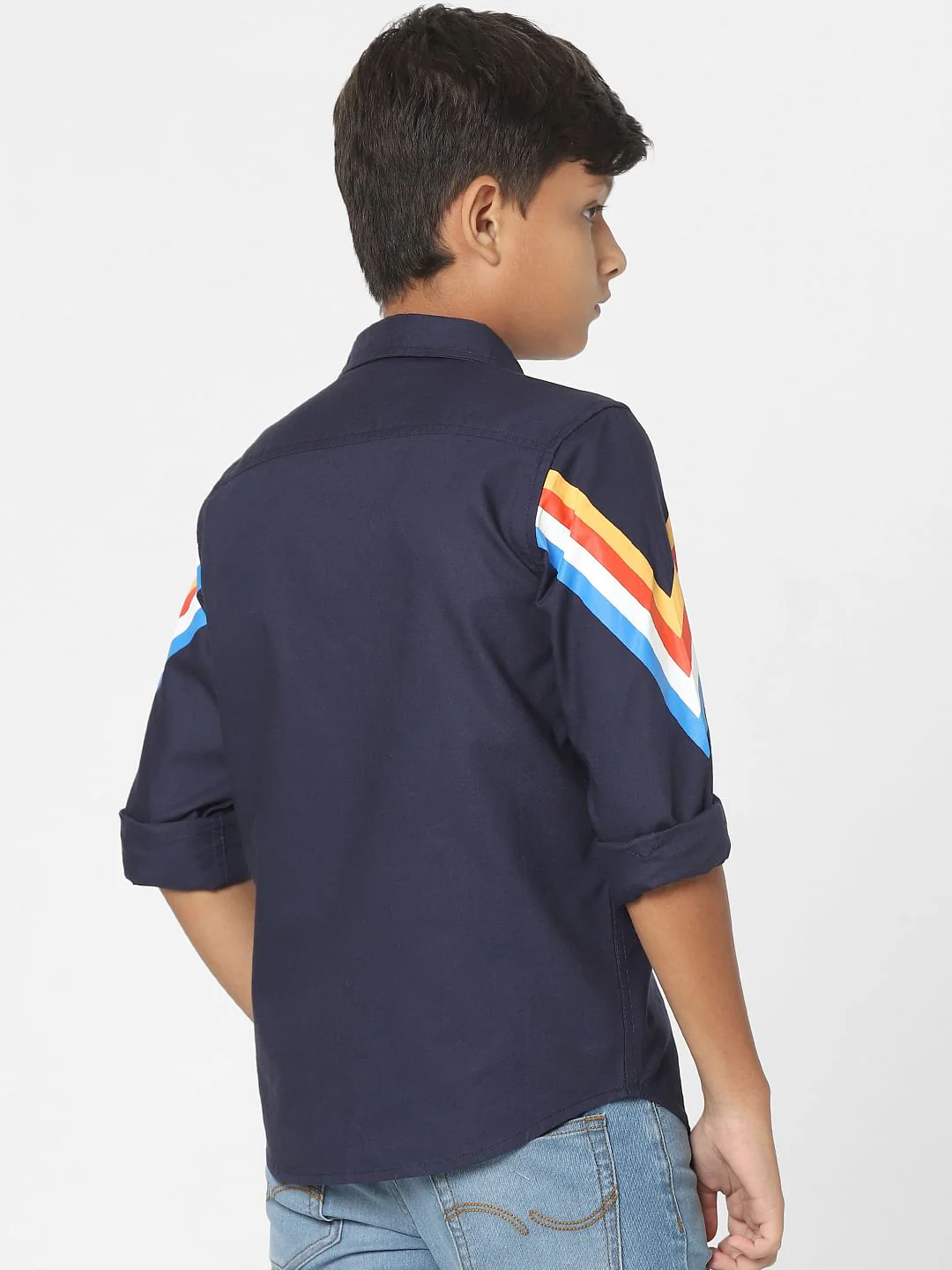 Navy Blue Printed Full Sleeves Shirt - Image 4
