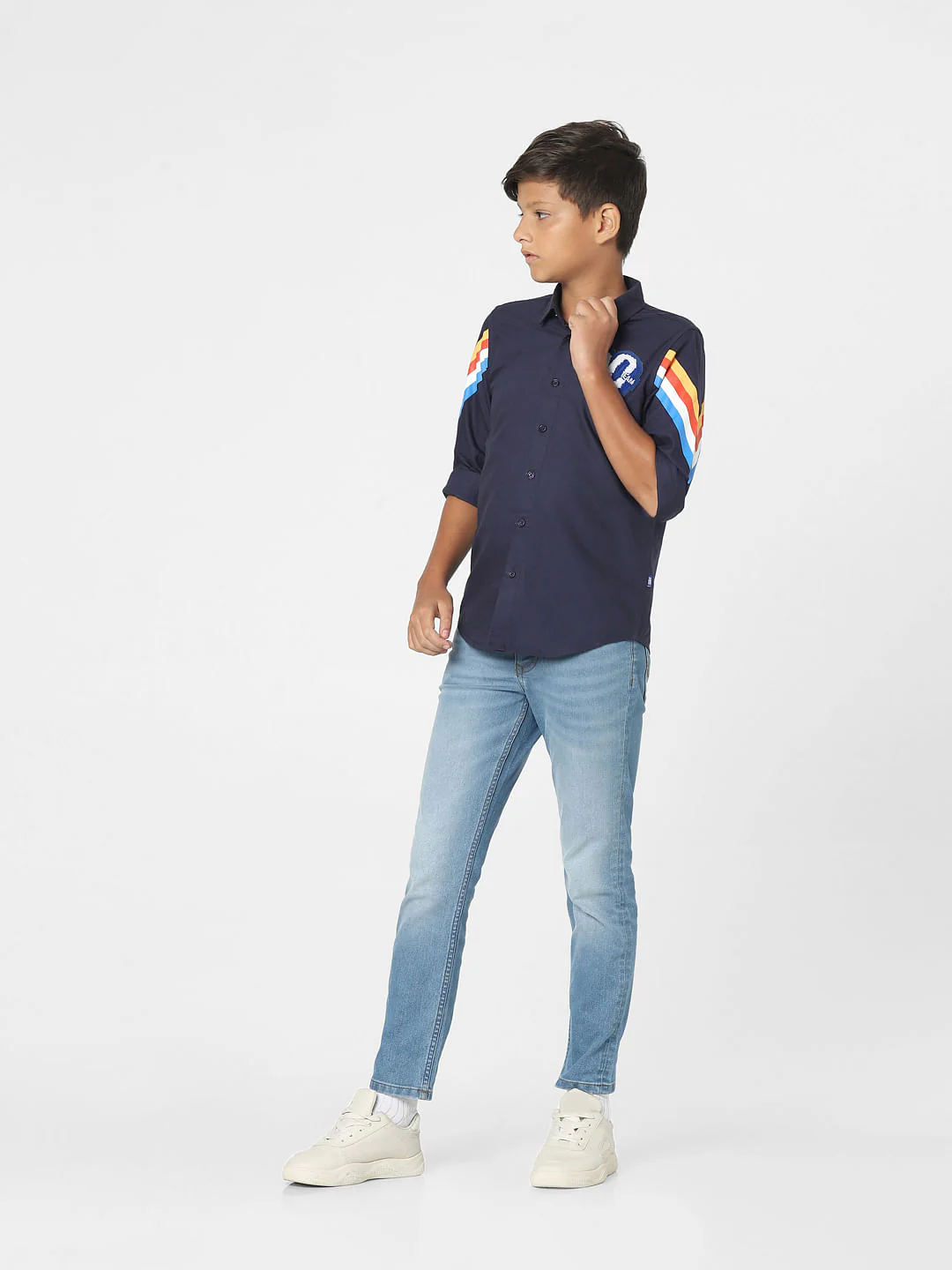Navy Blue Printed Full Sleeves Shirt - Image 6