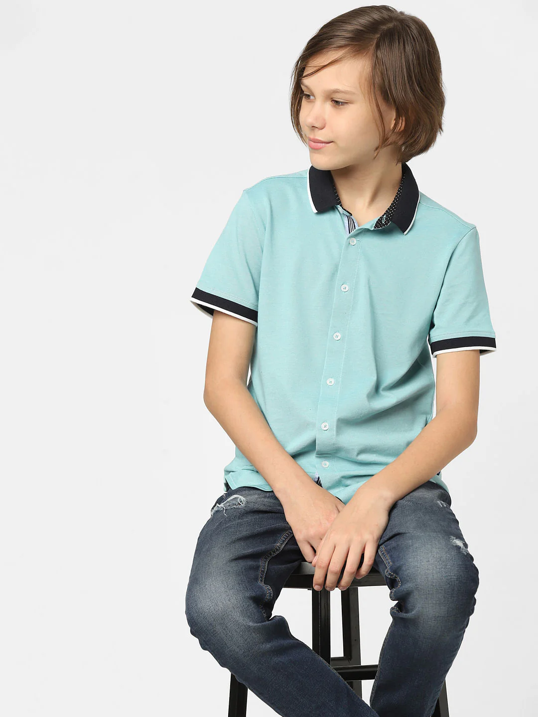 Boys Blue Short Sleeves Shirt