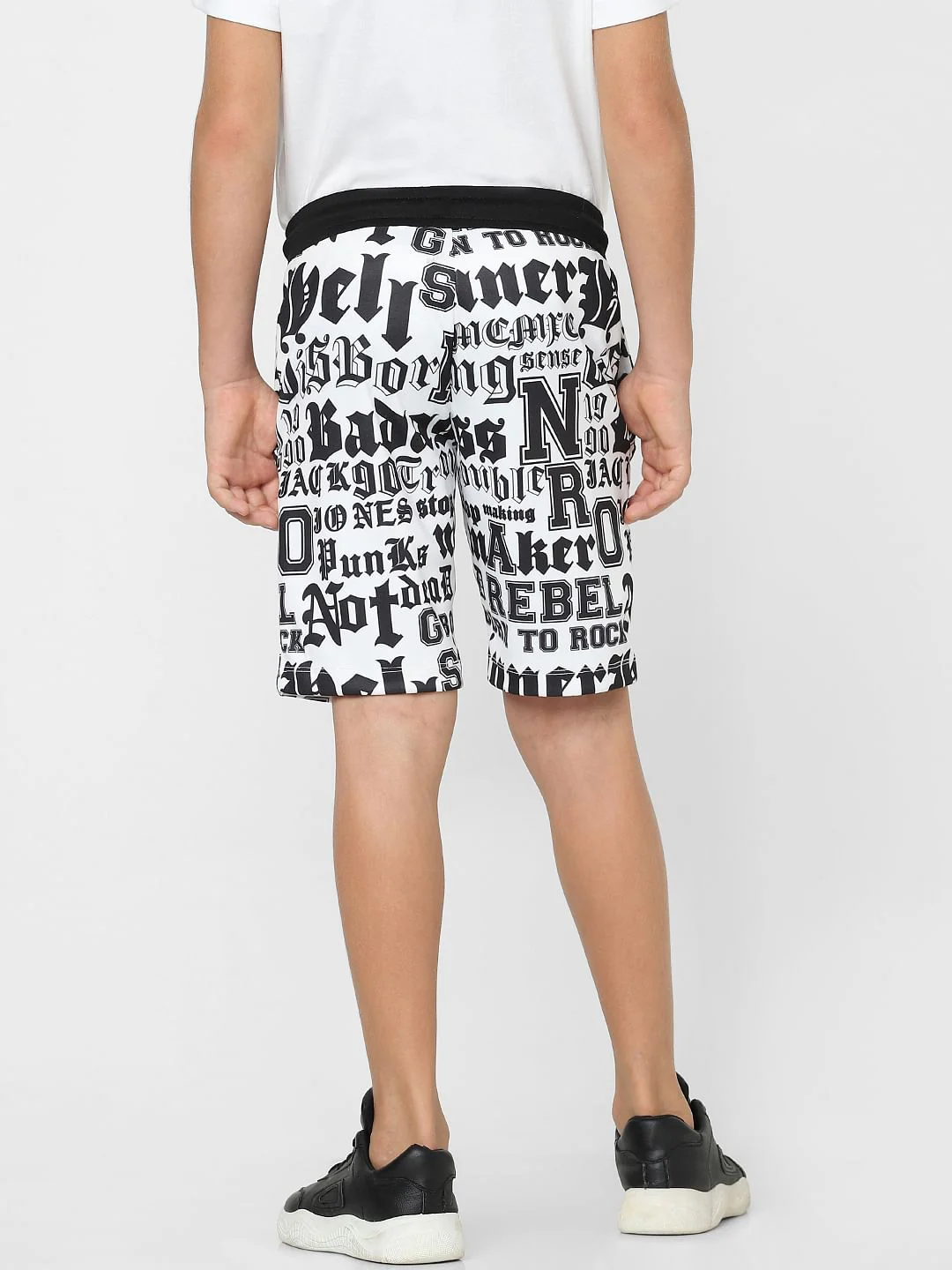 Boys White Typographic Print Co-ord Sweatshorts - Image 4