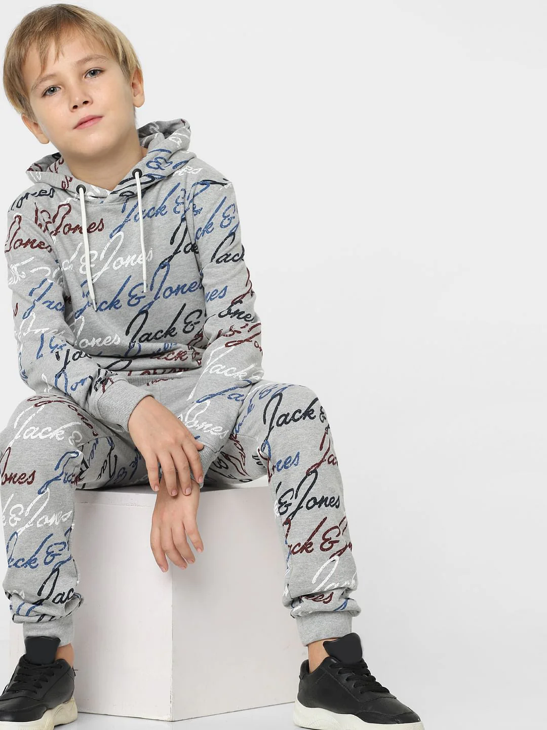 Boys Grey Logo Print Co-ord Sweatpants