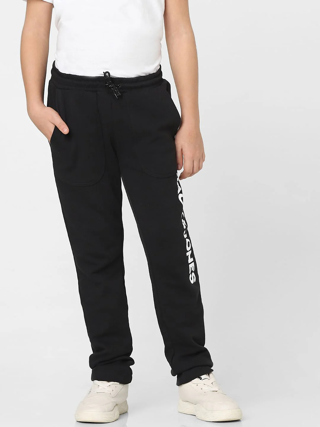 Boys Black Mid Rise Logo Print Sweatpants - Image 2