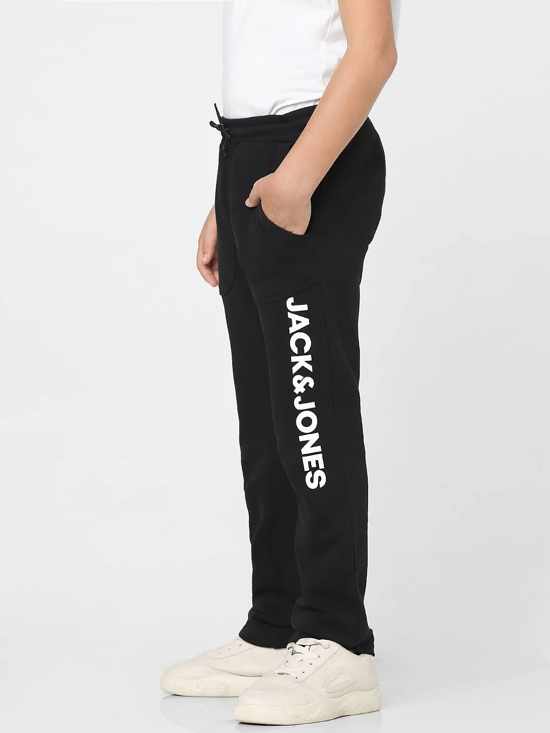 Boys Black Mid Rise Logo Print Sweatpants - Image 3