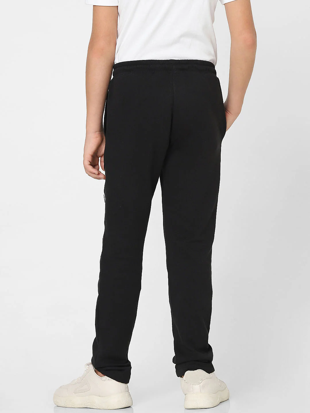 Boys Black Mid Rise Logo Print Sweatpants - Image 4