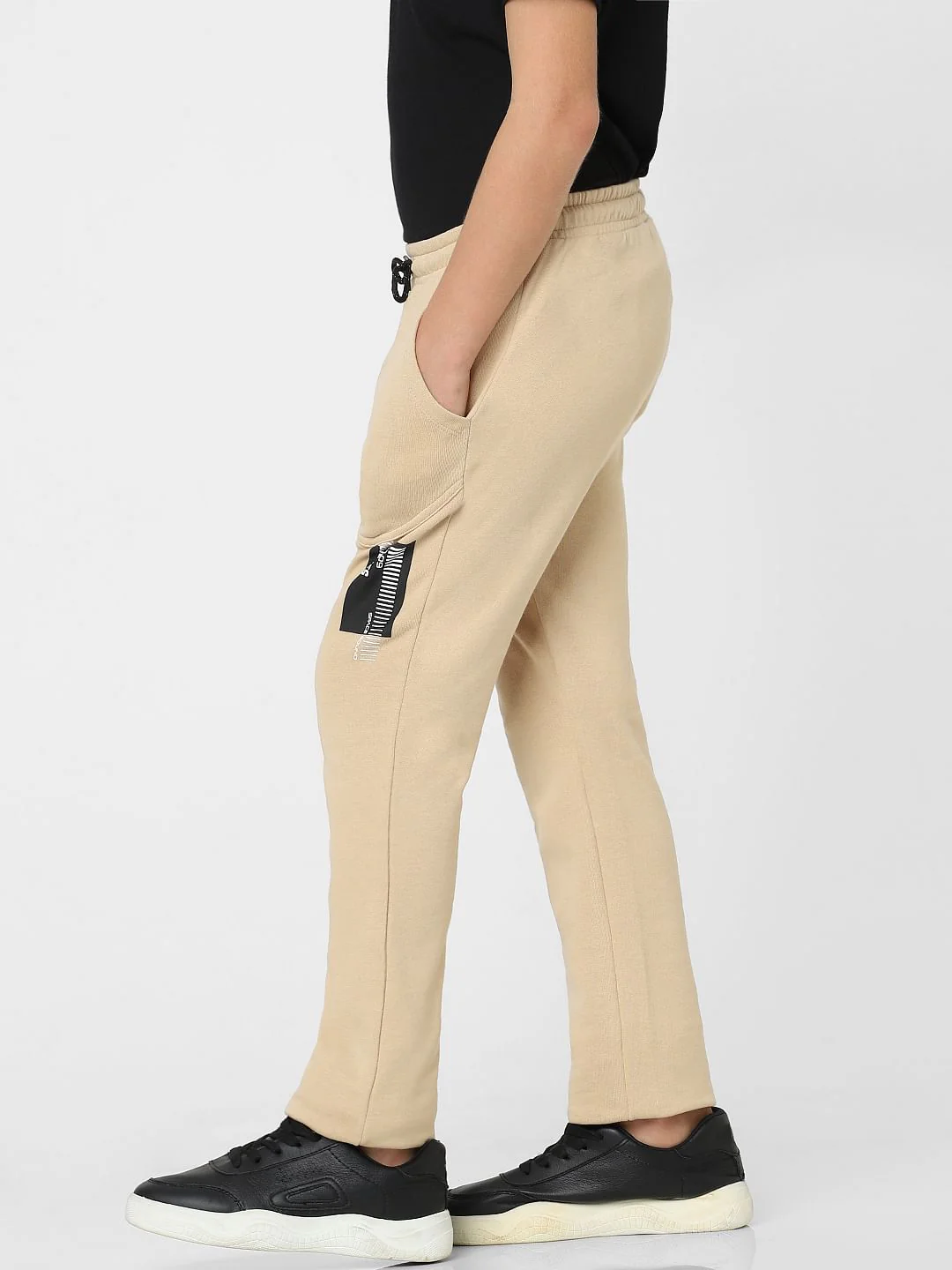 Boys Beige Mid Rise Sweatpants - Image 3
