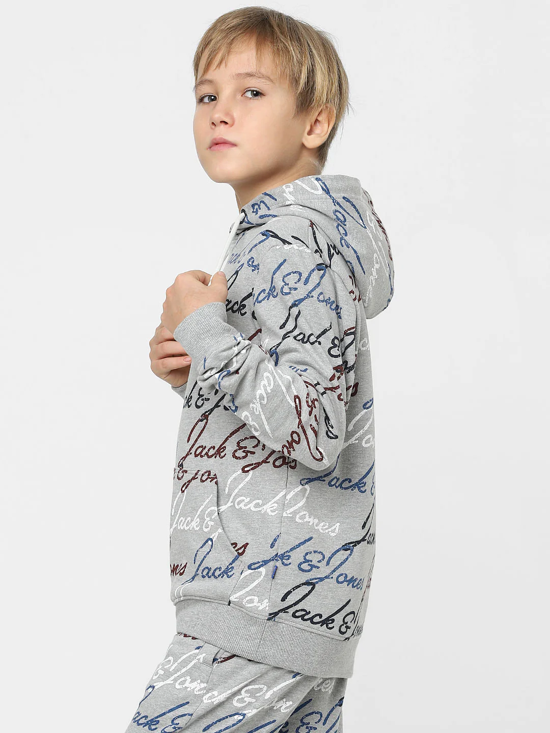 Boys Grey Logo Print Co-ord Sweatshirt - Image 3