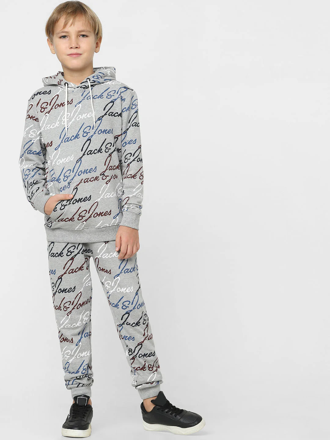Boys Grey Logo Print Co-ord Sweatshirt - Image 6