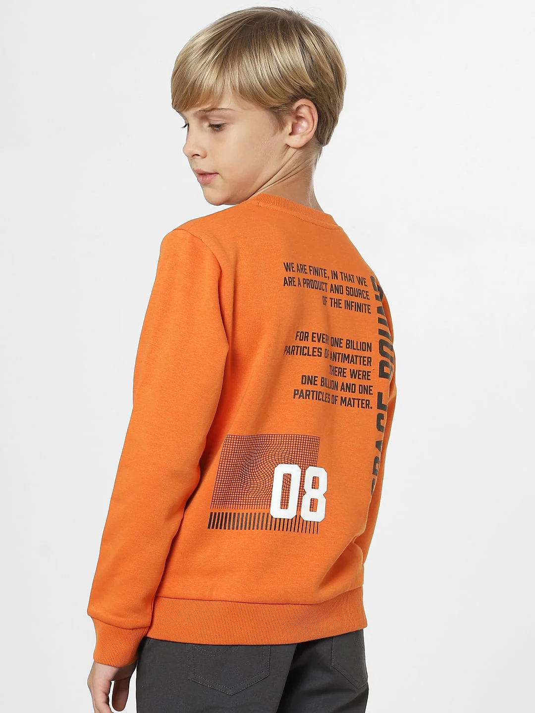 Boys Orange Text Print Sweatshirt - Image 4