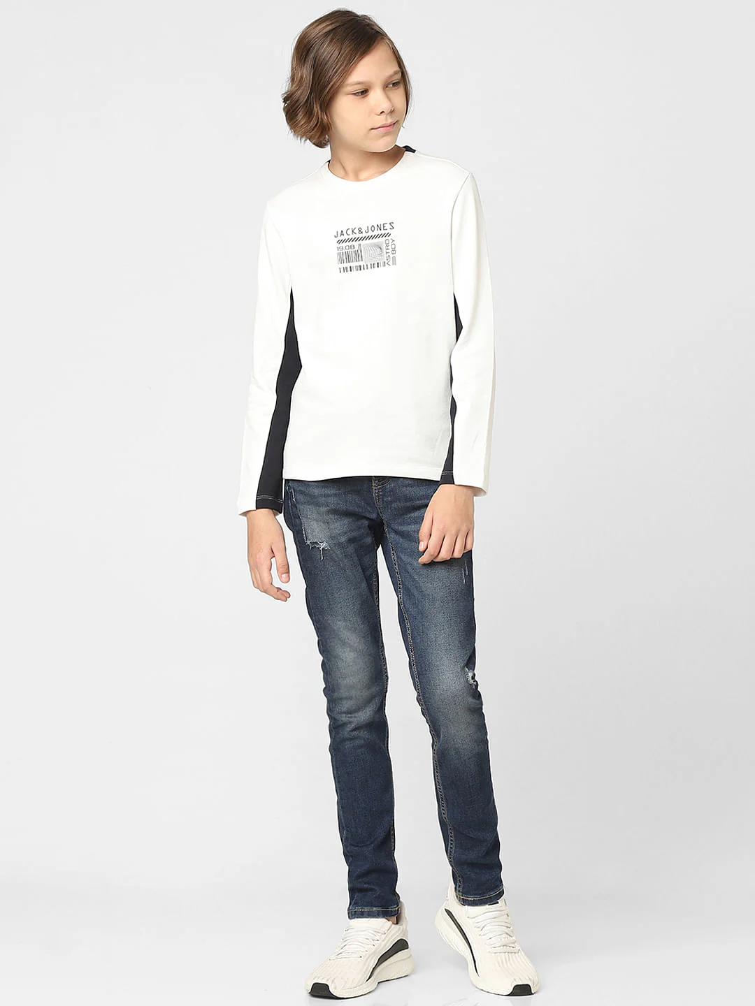 Boys White Logo Print Sweatshirt - Image 6