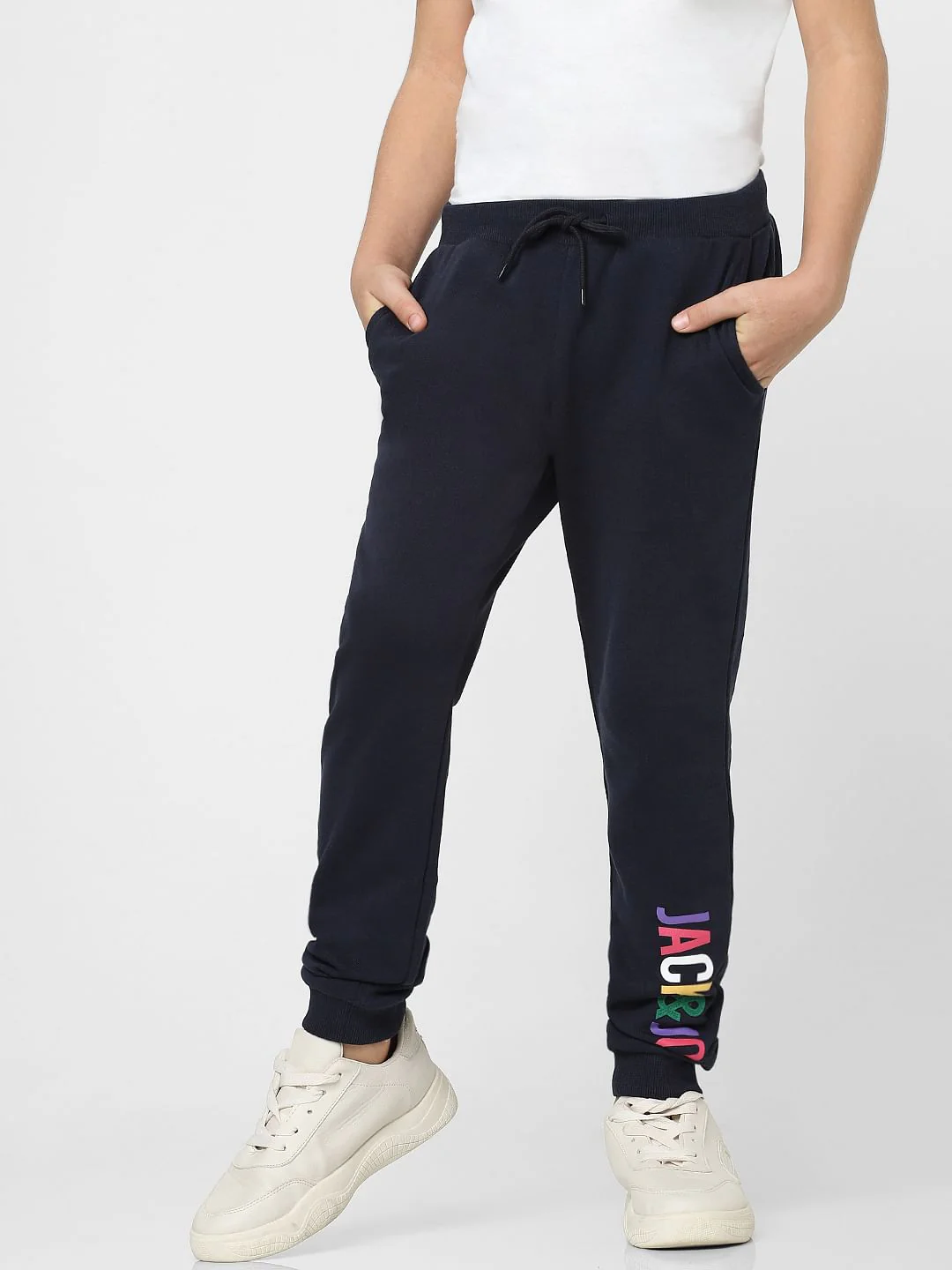 Boys Navy Blue Mid Rise Sweat-Joggers - Image 2