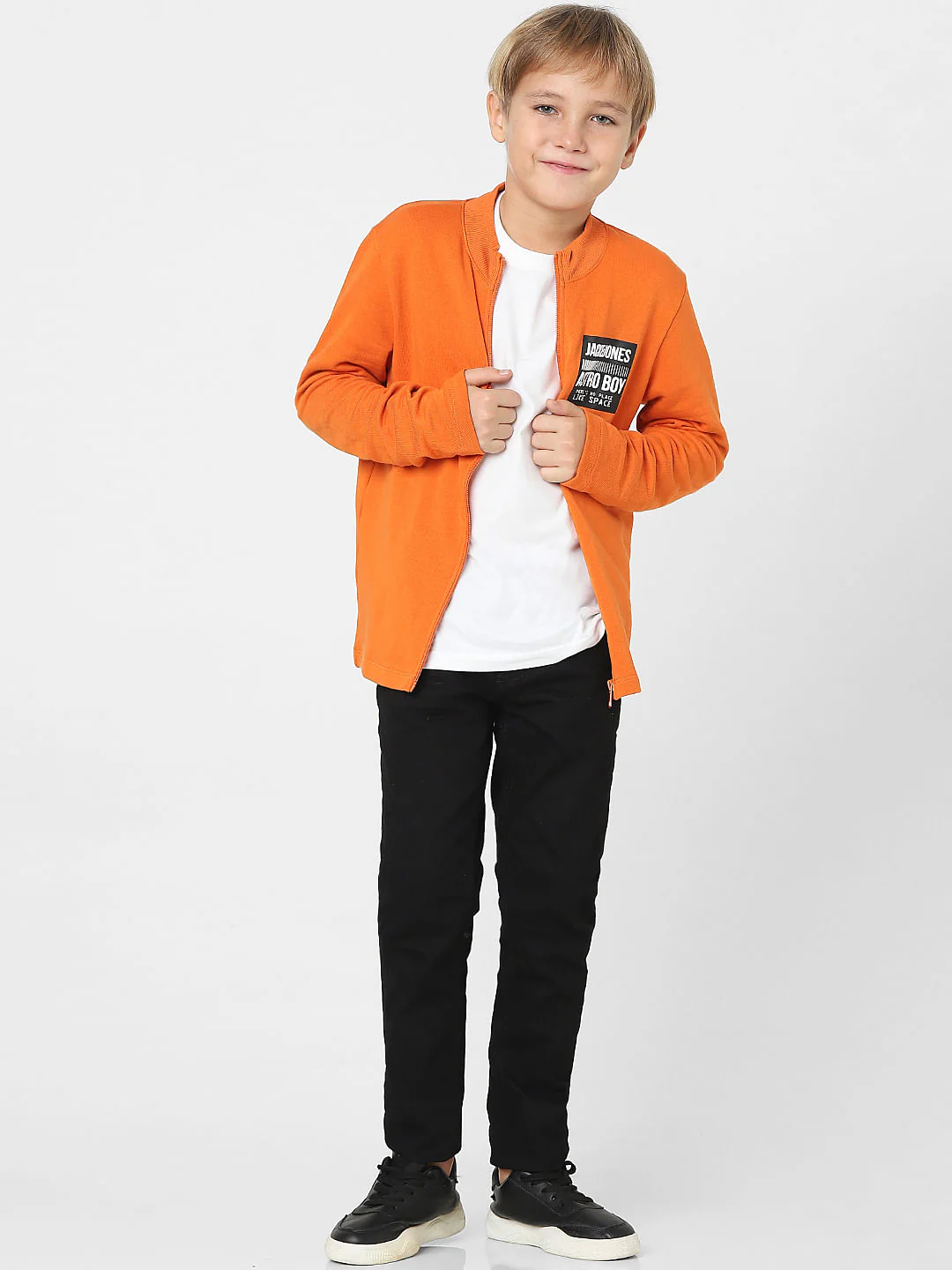 Boys Orange Co-ord Zippered Sweatshirt - Image 6