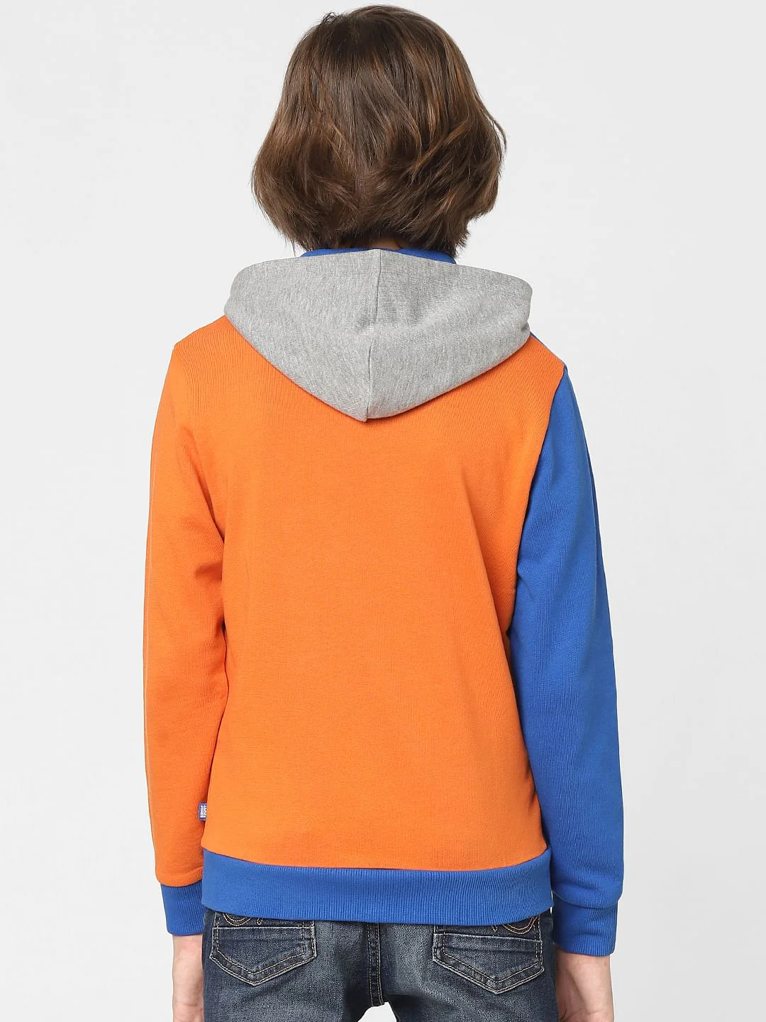 Boys Orange Colourblocked Zip-Up Sweatshirt - Image 4